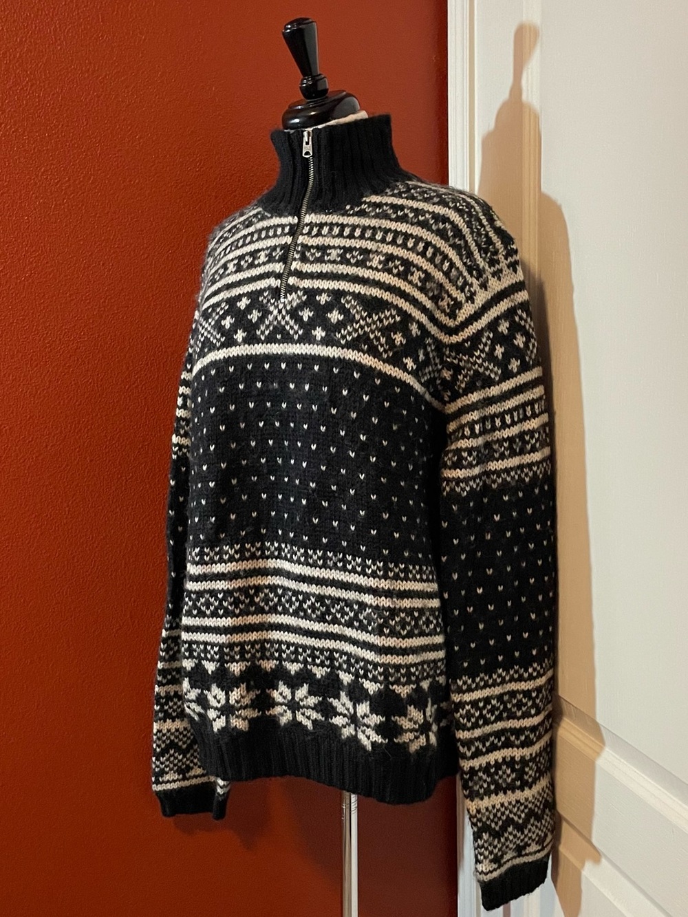 Polo Ralph Lauren Men’s Vintage Norwool Knit Icelandic Half Zip Collar Sweater